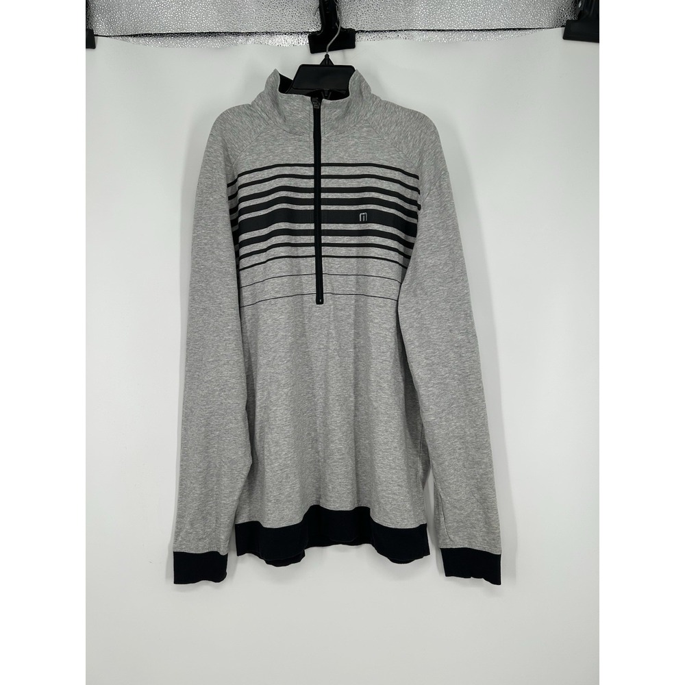 Travis Mathew Performance Quarter 1/4 Zip Pullover Lightweight Striped Men Large